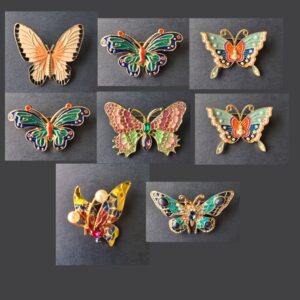 Butterfly Brooch Pins Gems Pearls 1" to 2.5" Wide