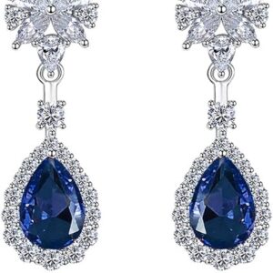 Flower Shaped Dangle Earrings with Waterdrop Cubic Zirconia Women's Jewelry