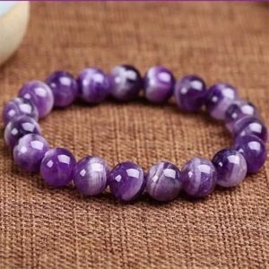 Amethyst Crystal Bracelet, Handcrafted Purple Gemstone Women's Jewelry