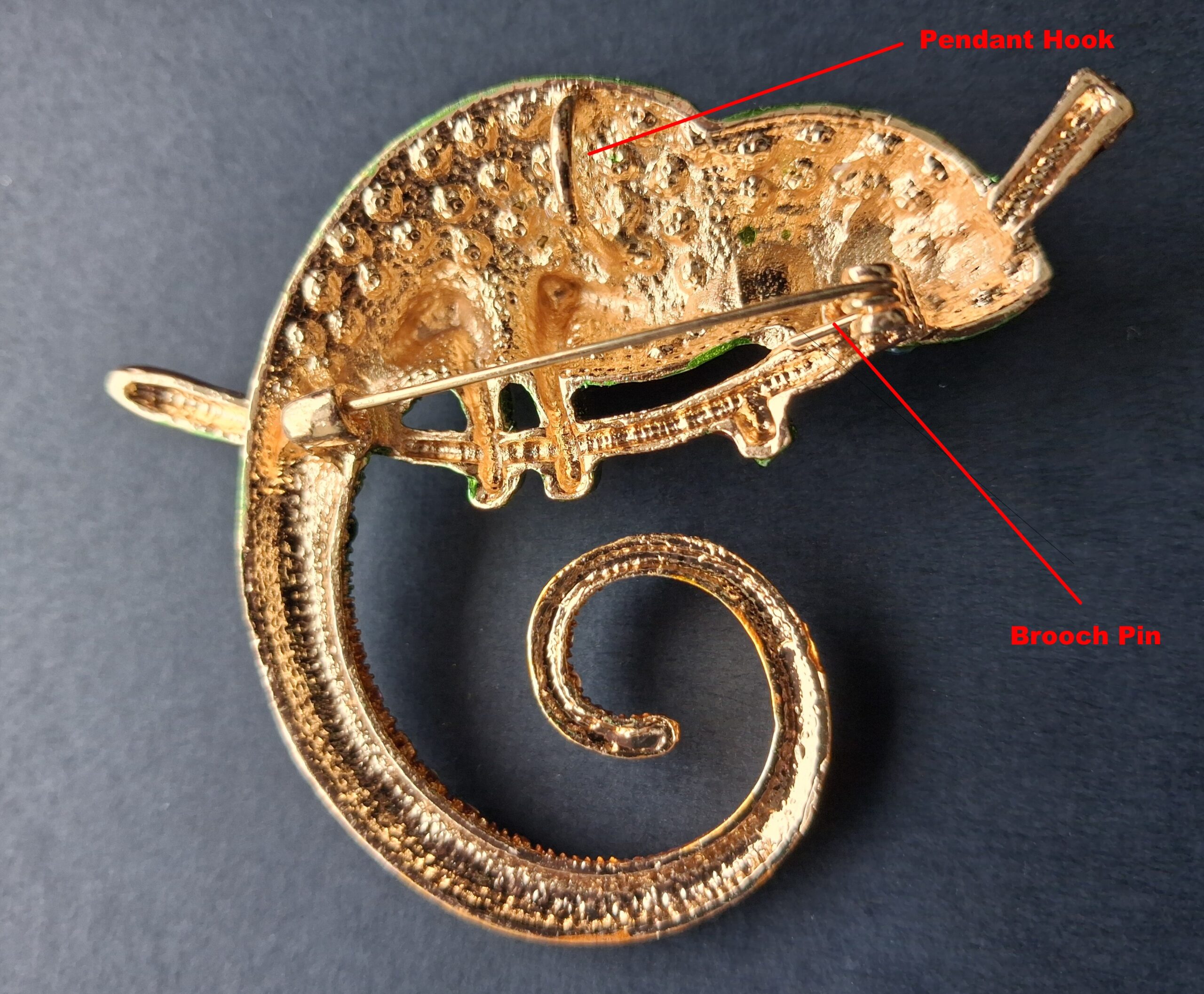 Gecko Lizard Brooch Pins Gems, Colorful enameling 2.75" Wide - Image 6